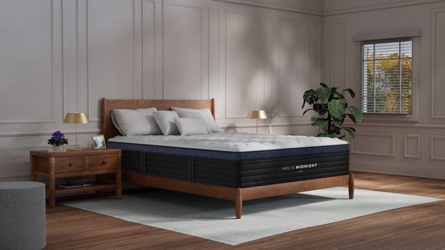 Helix Midnight Luxe with GlacioTex cooling on display at Rock & Roll City Mattress Cleveland