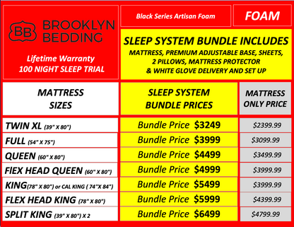 Brooklyn Bedding Black- Artisan Foam